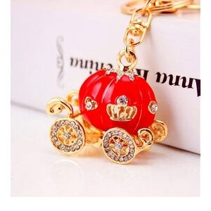 Carriage purse/bag charm keychain with crystals